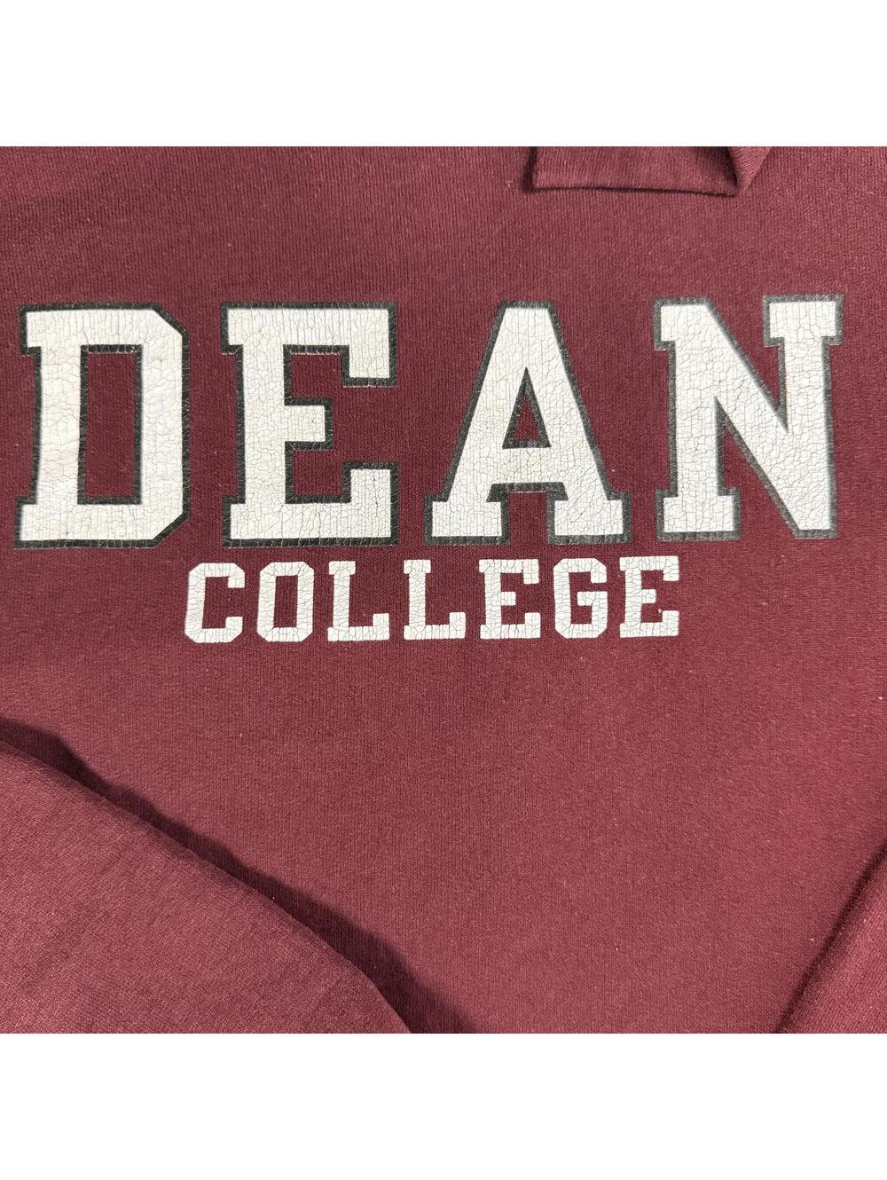Vintage Champion Eco Fleece Dean College Hoodie Maroon XL - Distressed - Picture 2 of 8